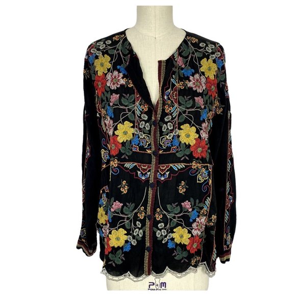 Johnny Was Tops - Johnny Was NWT Embroidered Cabo Button Down Blouse size XS
